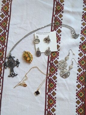 Silver Tone Charm Earrings and Mixed Jewelry Bundle